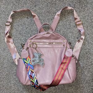 Pink + Rose Gold Faux Leather Adjustable Bag‼️